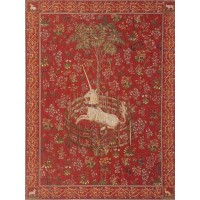 Gobelín Tapisserie Licorne captive rouge Gobelín Tapisserie Licorne captive rouge